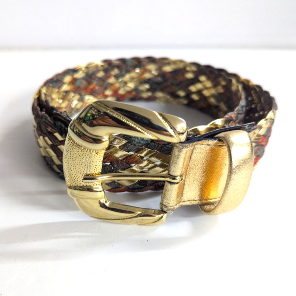 V I N T A G E:: Luigi Lanatta Italian Made Gold Braided Wide Belt